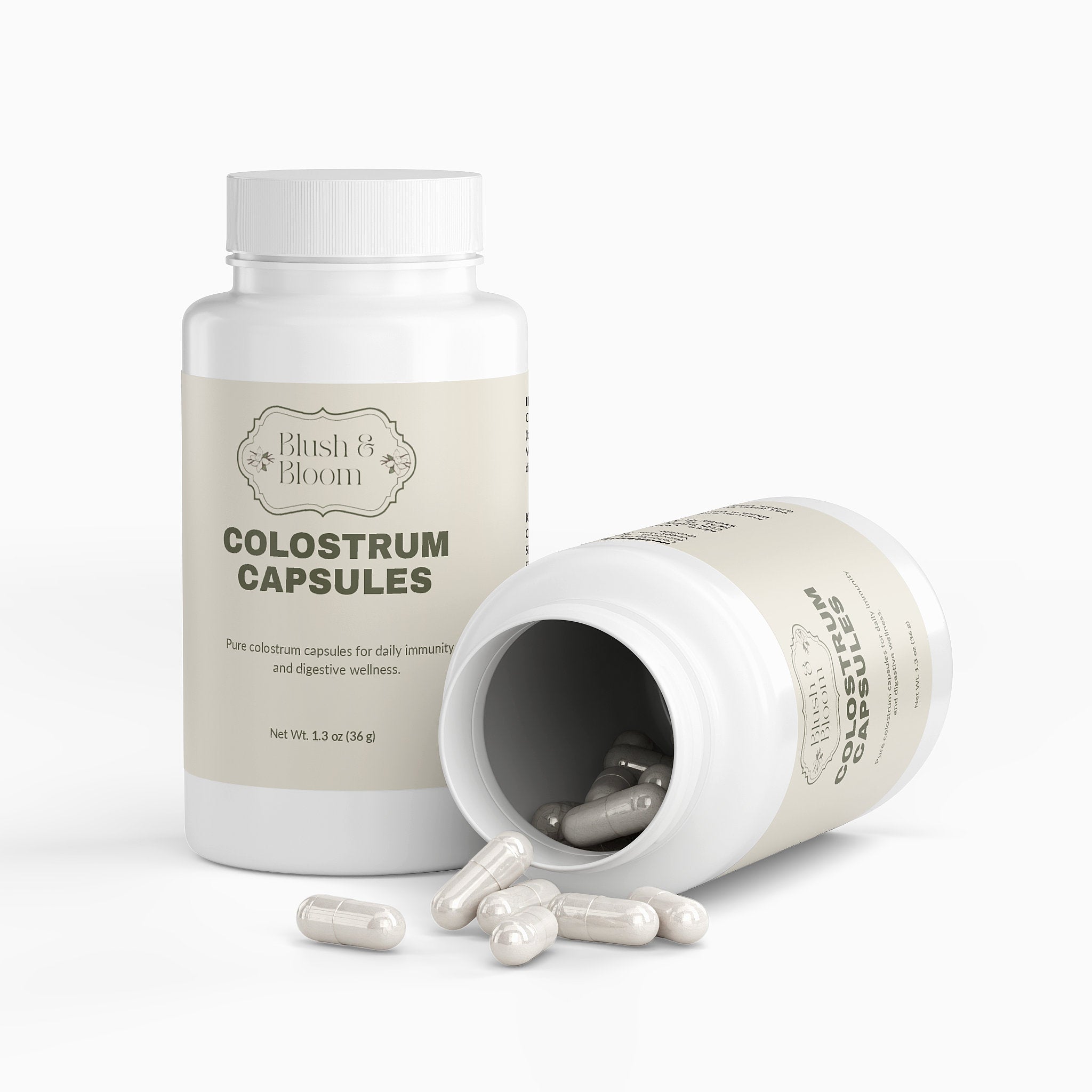 Packaging Of Colostrum Capsules By Blush And Bloom Care Beauty US