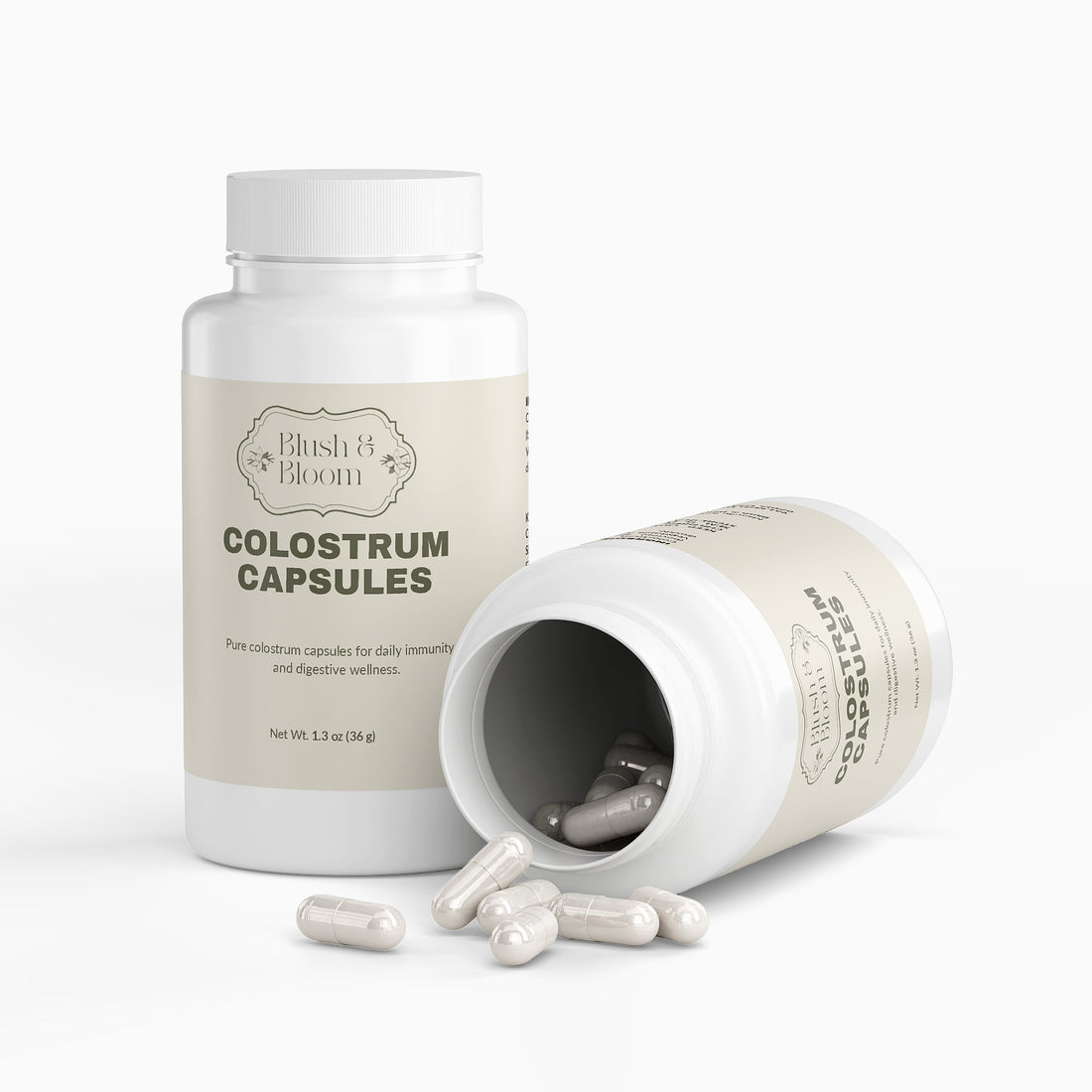 Packaging Of Colostrum Capsules By Blush And Bloom Care Beauty US