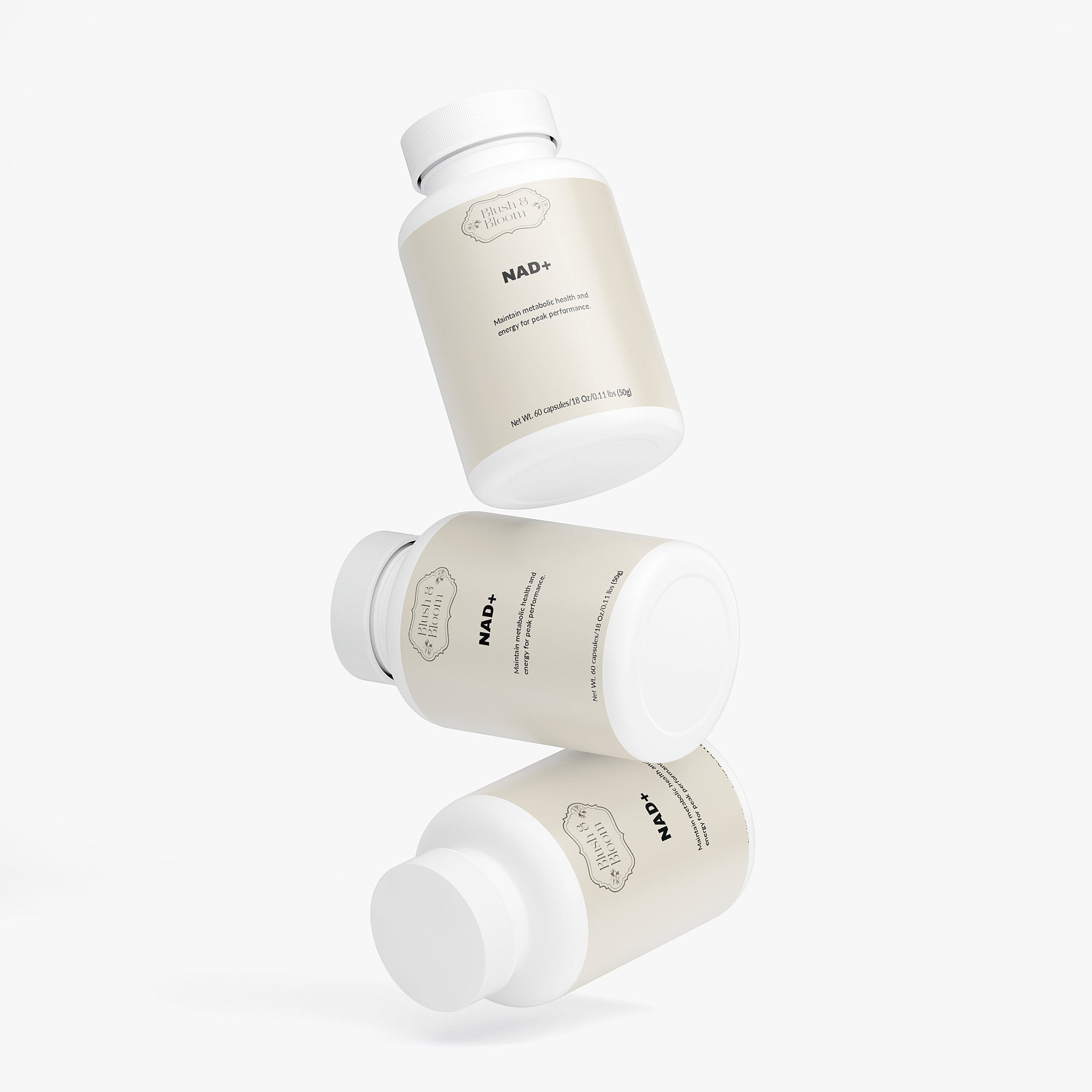 Three Skincare Bottles Of NAD+
Suppliment By Blush And Bloom Care USA