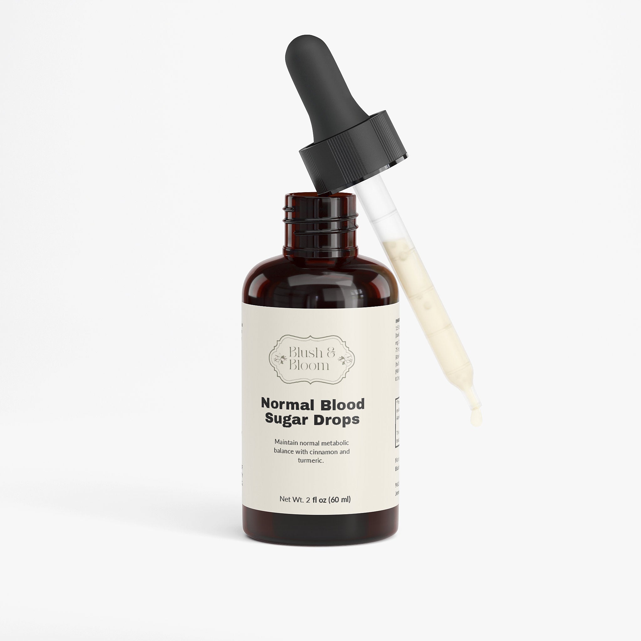 Bottle of 'Normal Blood Sugar Drops' With Dropper By Blush And Bloom Care Beauty Store USA