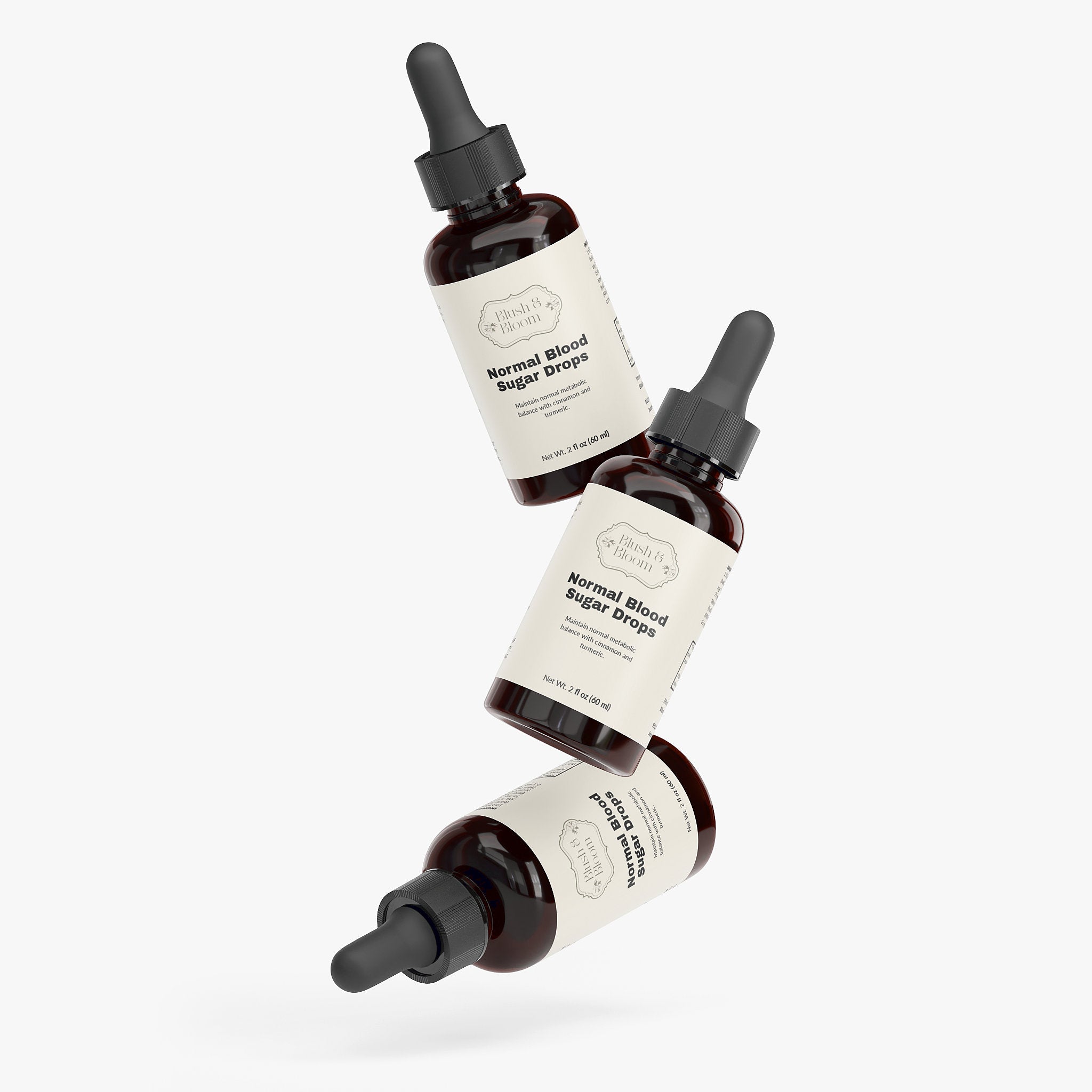Three Bottles of 'Normal Blood Sugar Drops' By Blush And Bloom Care Beauty Store USA