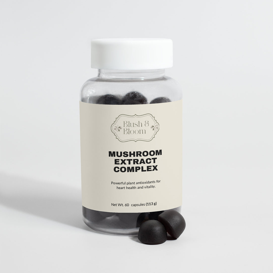 Bottle of Mushroom Extract Complex By Blush & Bloom Beauty Supply Store USA