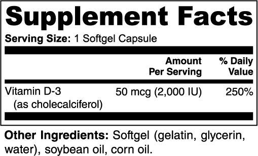 Vitamin D3 2,000 IU – Support Bone, Immune & Overall Health