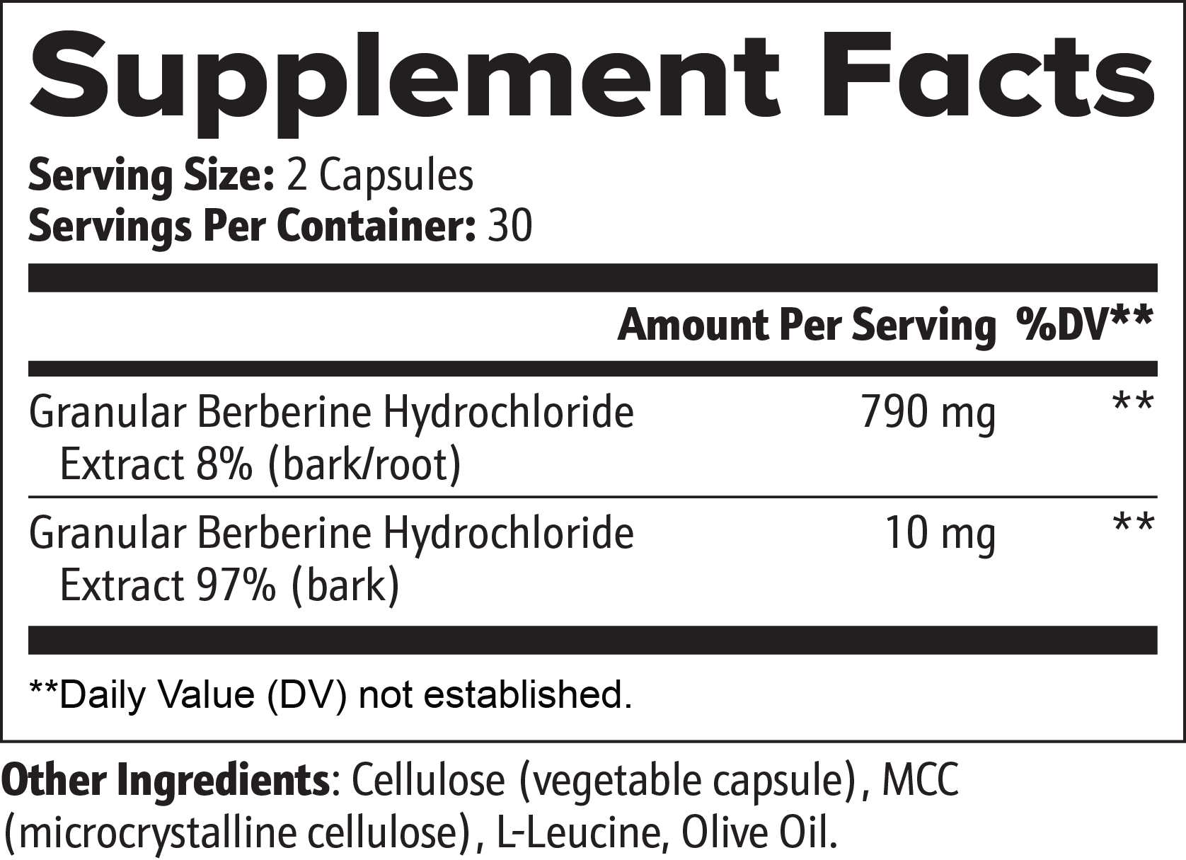 Suppliment Facts Of Berberine For Metabloic Balance By Blush And Bloom Care US