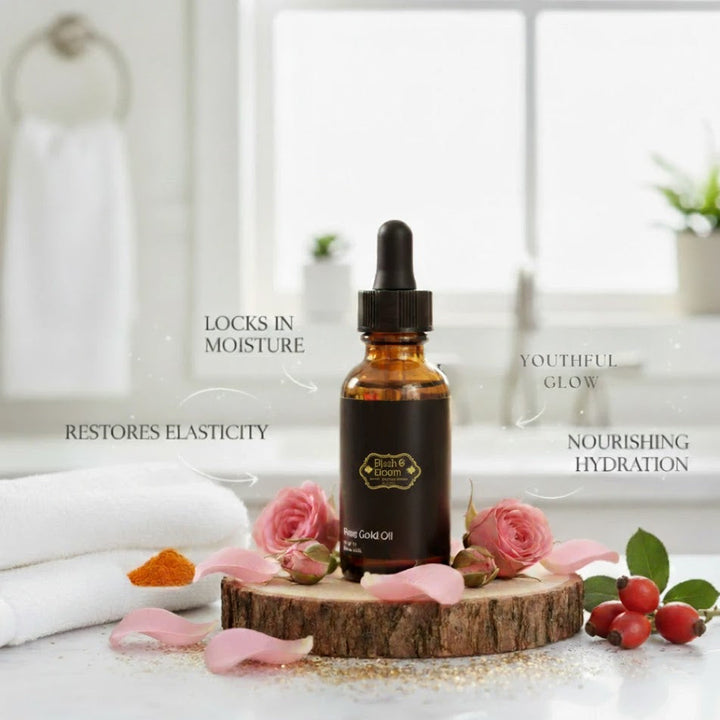 Anti-Aging Rose Gold Facial Oil Absorbing By Blush And Bloom Care USA